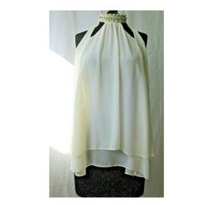 Winter White River Island Chiffon Top Cream Float Holiday Parties Size 6